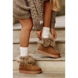 Bottes de neige à plateforme en cuir avec fourrure Avirisa camel brun 4