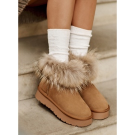 Bottes de neige à plateforme en cuir avec fourrure Avirisa camel brun 8