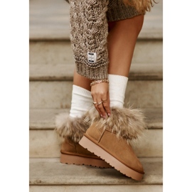Bottes de neige à plateforme en cuir avec fourrure Avirisa camel brun 5