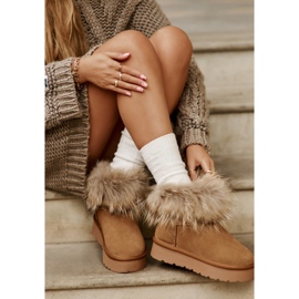 Bottes de neige à plateforme en cuir avec fourrure Avirisa camel brun 7