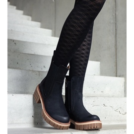 Bottes à plateforme massives noires avec abrasions de Sholla 1