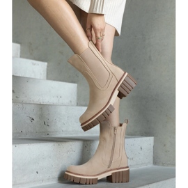 Bottes à plateforme massives beige clair avec abrasions de Sholla 2