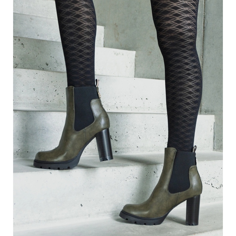 Bottines à enfiler vertes en éco-cuir Motena 1