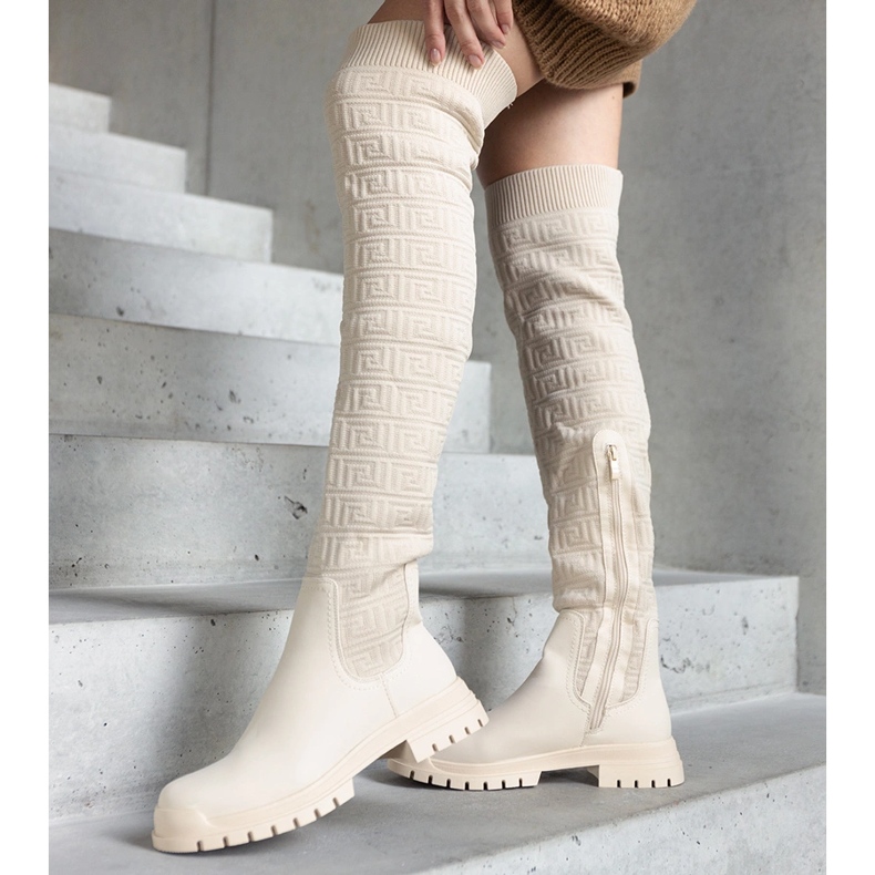 Boots en tissu beige finition mate Scarlett 1 Boots en tissu beige finition mate Scarlett 1