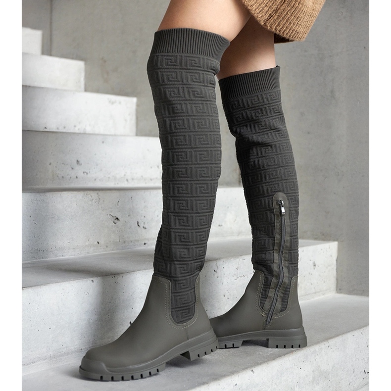 Boots en tissu vert finition mate Scarlett 1