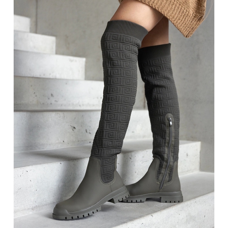 Boots en tissu vert finition mate Scarlett 2