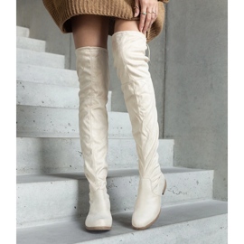 Bottes longues à plateforme beiges en éco-daim Hallora 2