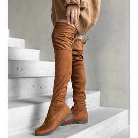 Bottes longues à plateforme marron en éco-daim Hallora brun 1