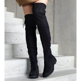 Bottes longues à plateforme noires en éco-daim Hallora le noir 1