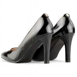 Escarpins pour femmes noirs vernis avec un talon confortable, chaussures pour femmes noires élégantes 1