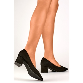 Escarpins à talons bas en daim, escarpins à talons hauts noirs classiques pour femmes le noir 2