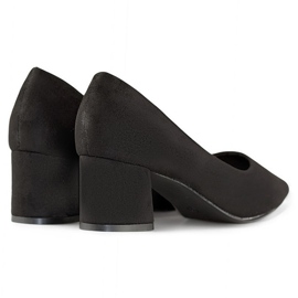 Escarpins à talons bas en daim, escarpins à talons hauts noirs classiques pour femmes 1