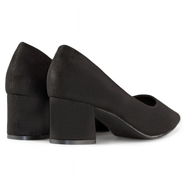 Escarpins à talons bas en daim, escarpins à talons hauts noirs classiques pour femmes 1