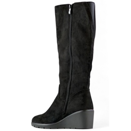 Cuissardes compensées femme en daim noir le noir 1
