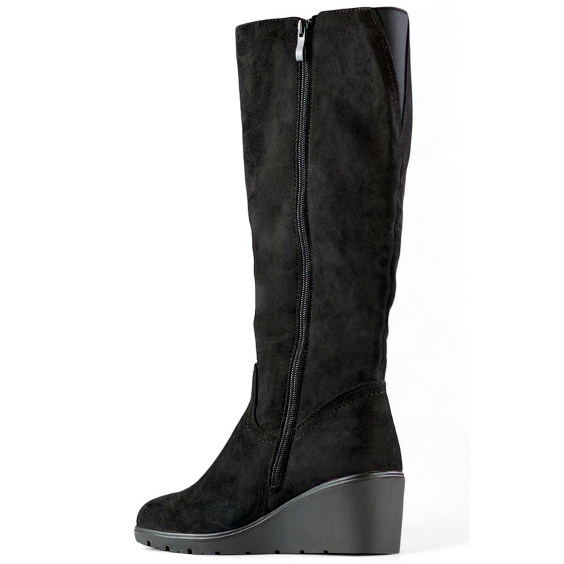 Cuissardes compensées femme en daim noir 1