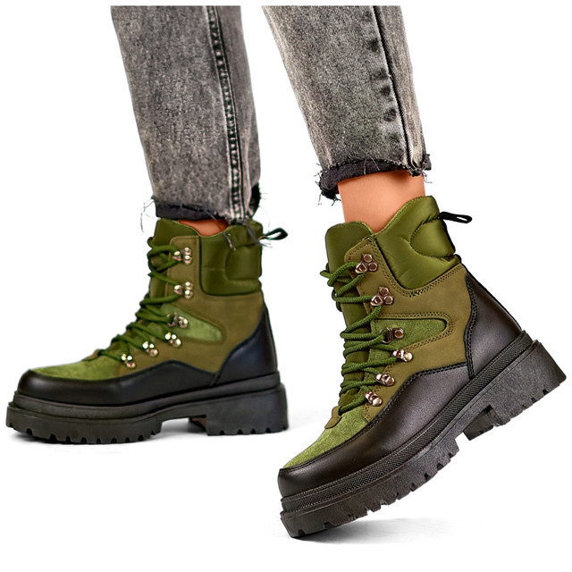 Bottes à lacets, cuissardes, chaussures d'hiver pour femmes vert 2