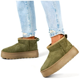 Bottes de neige vert foncé pour femmes avec une semelle épaisse, chaussures d'hiver chaudes pour femmes 2