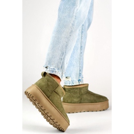 Bottes de neige vert foncé pour femmes avec une semelle épaisse, chaussures d'hiver chaudes pour femmes 3