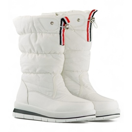 Bottes de neige hautes blanches pour femmes, bottes d'hiver isolées avec cordon de serrage 1