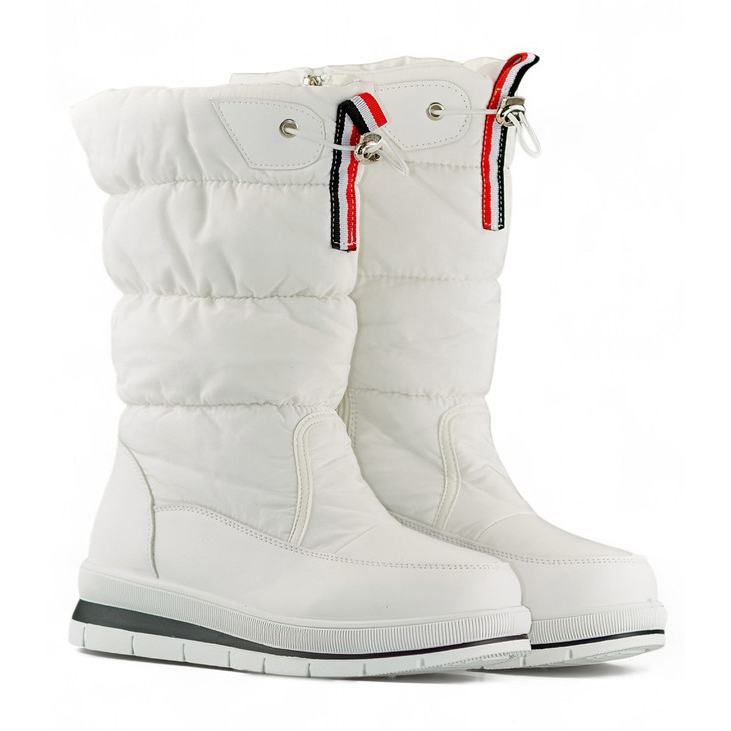 Bottes de neige hautes blanches pour femmes, bottes d'hiver isolées avec cordon de serrage 1