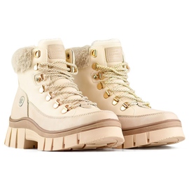 Bottes d'hiver isolées beiges pour femmes avec fourrure, bottes à lacets 4