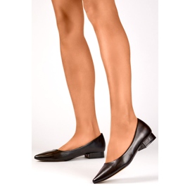 Chaussures classiques noires avec semelle intérieure en cuir, escarpins à bout pointu et à talons bas pour femmes le noir 1