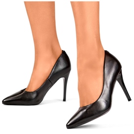 Talons hauts classiques noirs pour femmes avec semelle intérieure en cuir le noir 1