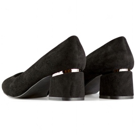 Escarpins à talons bas en daim noir, chaussures confortables pour femmes le noir 4
