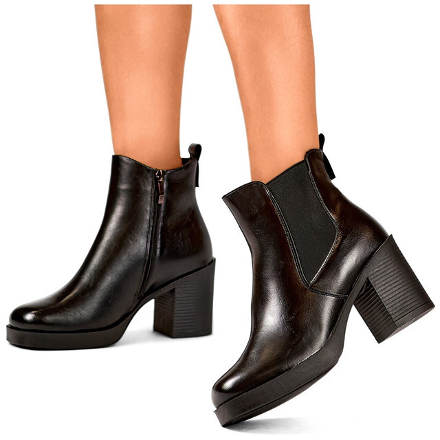 Bottines noires pour femmes, bottines noires classiques en cuir écologique, chaussures d'hiver isolées 2