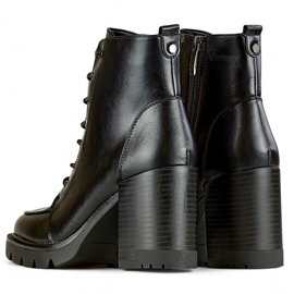 Bottes à lacets à talons hauts pour femmes, chaussures d'hiver isolées le noir 1