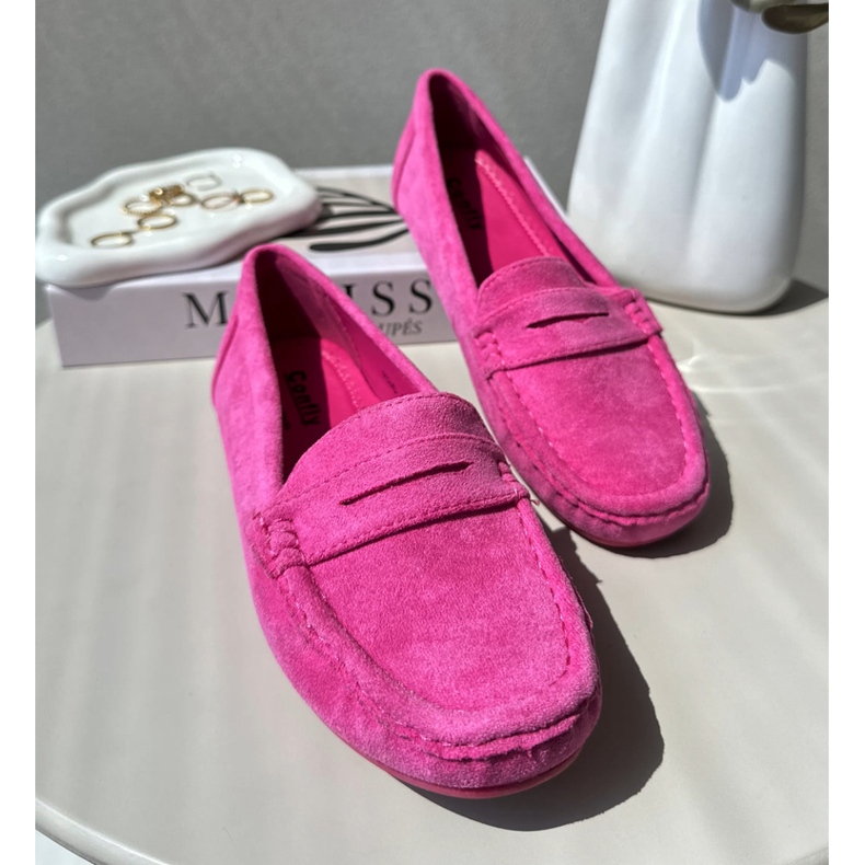 Confly Mocassins en éco-daim pour femmes, rose 4