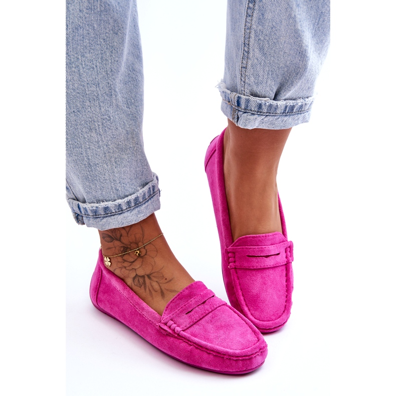 Confly Mocassins en éco-daim pour femmes, rose 1