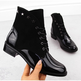 Bottines femme en cuir verni avec rivets, noir Sabatina DM24-25P le noir 1