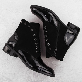 Bottines femme en cuir verni avec rivets, noir Sabatina DM24-25P le noir 3