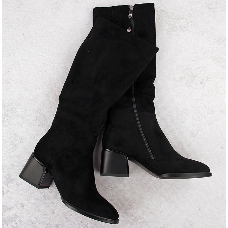 Bottines femme en daim noir avec bloc Filippo DKZ6603 1