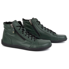 Olivier Chaussures d'hiver en cuir pieds nus pour femmes 1261 vert 3