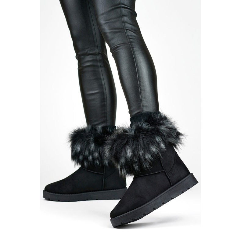 Bottes de neige mukluk pour femmes avec fourrure, noir 1906-1-B 2