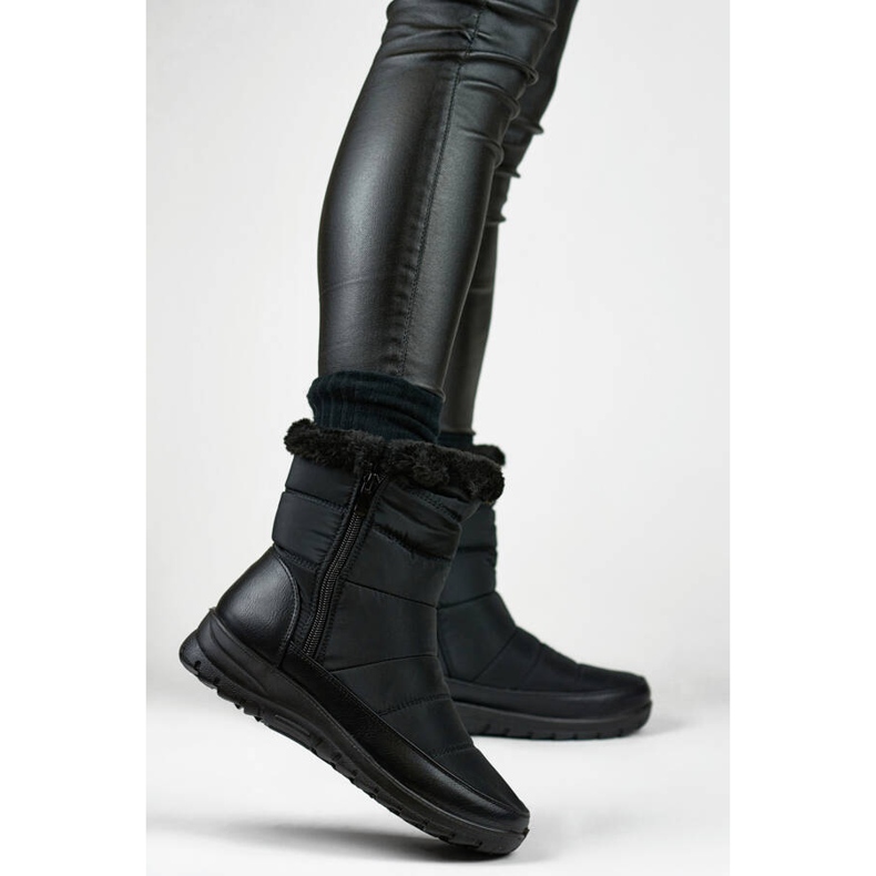 Bottes de neige isolées avec fourrure pour femme, noir 22T10B 1