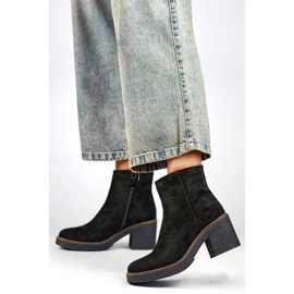 Bottes classiques à talons hauts en daim pour femmes, noir 9613B le noir 3