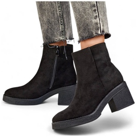 Bottines classiques à talons hauts en daim pour femme, noires MS1508B le noir 1