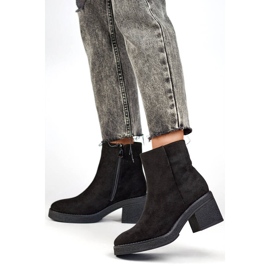 Bottines classiques à talons hauts en daim pour femme, noires MS1508B 2