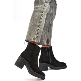 Bottines classiques à talons hauts en daim pour femme, noires MS1508B le noir 3