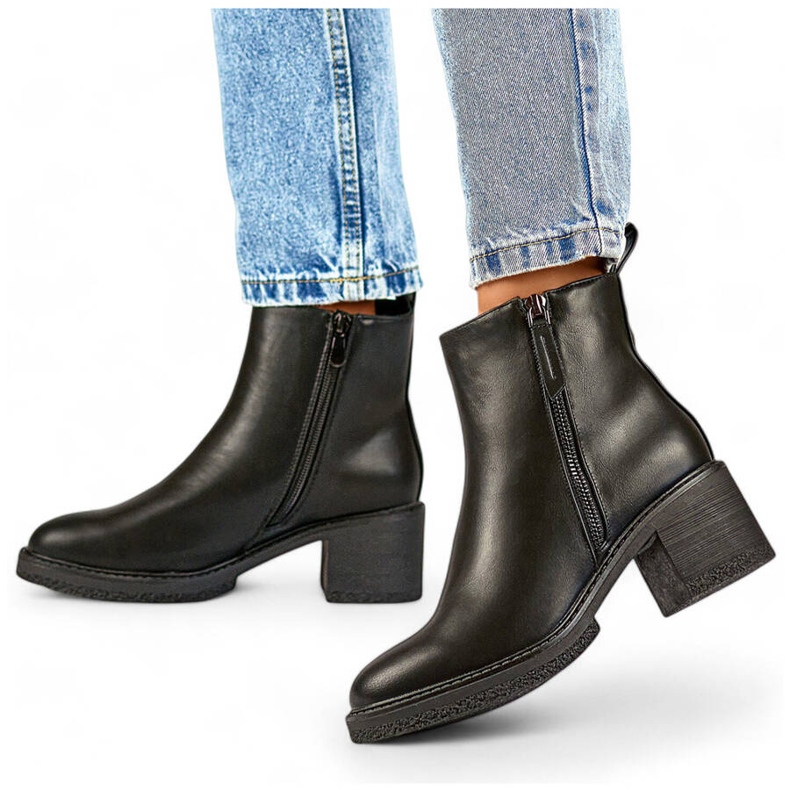 Bottes classiques à talons hauts pour femmes, noires MS2079B 1