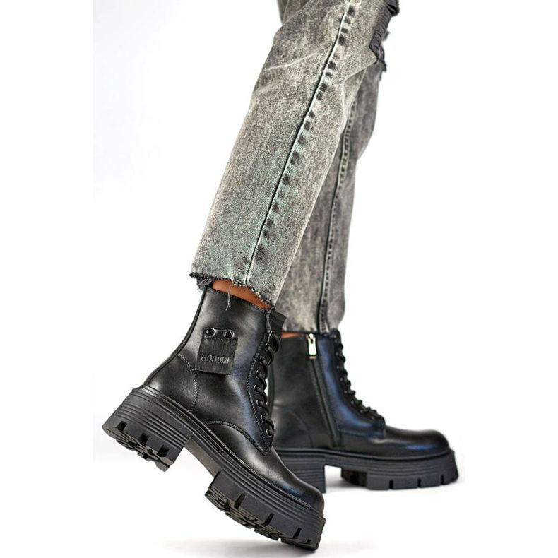 Travailleuses du cuir pour femmes sur la plate-forme, noir GD-TL56B 2