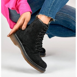 Bottines workwear femme en daim noir H1080B le noir 6