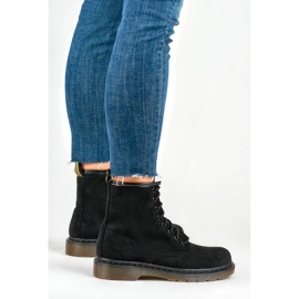 Bottines workwear femme en daim noir H1080B 2