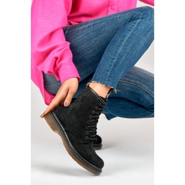 Bottines workwear femme en daim noir H1080B le noir 3