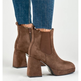 Bottines et plateforme femme, daim marron 987BR brun 6