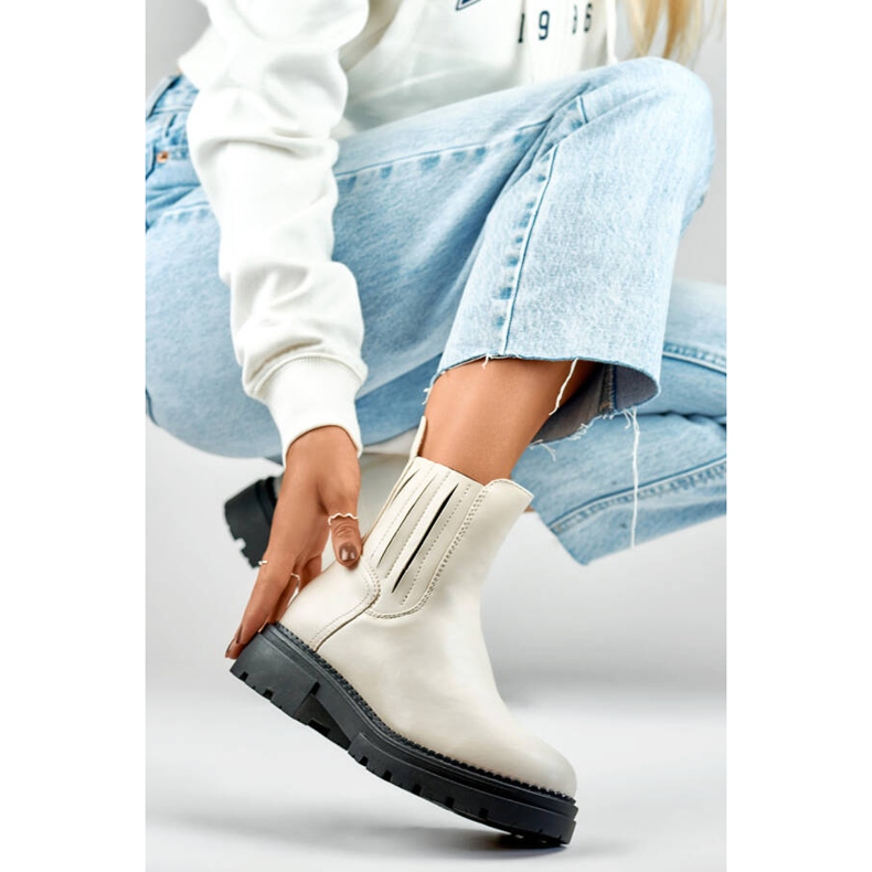 Bottines Chelsea isolées pour femme, beige 250041BE-PU 1 Bottines Chelsea isolées pour femme, beige 250041BE-PU 1