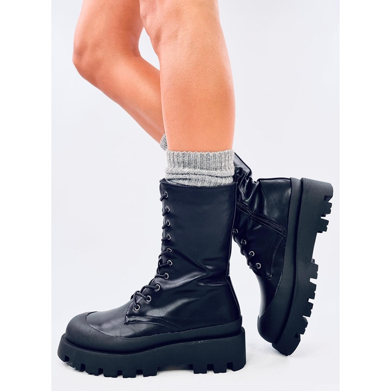 Bottes noires à lacets Knight le noir 2